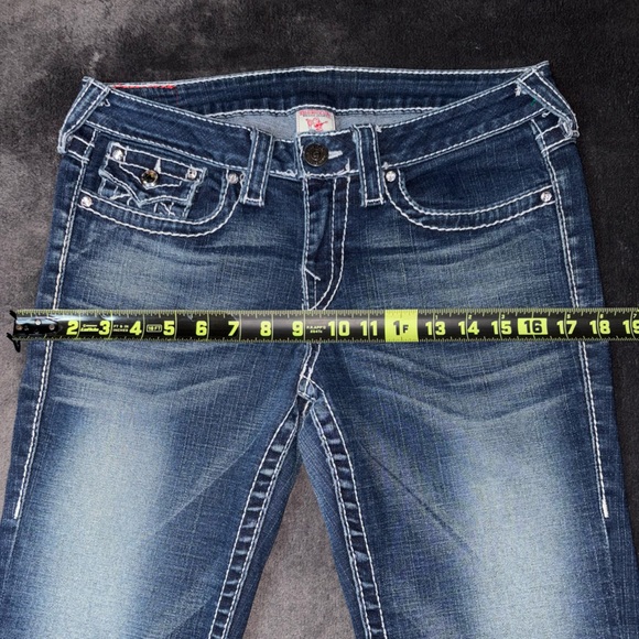 True Religion Size 30 Disco Becky Big T Dark Wash Low Rise Bootcut Jeans - Picture 4 of 12